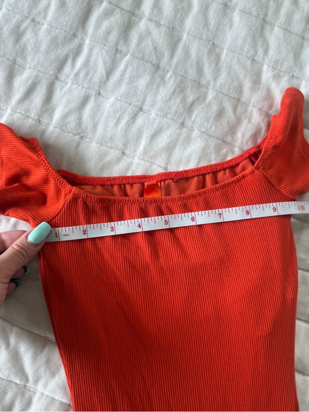 SKIMS SOFT LOUNGE ribbed Orange off the shoulder maxi dress shade fire Size XXS - Picture 7 of 8